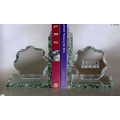 Jade Glass Book Ends w/ Rope Edge (6"x6"x5 1/2")